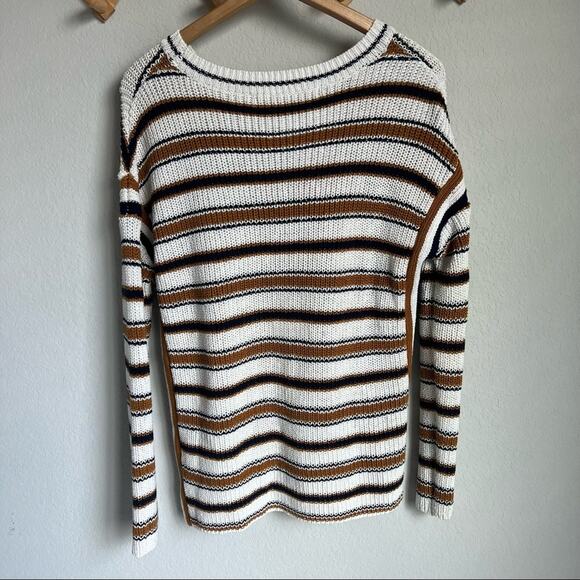 Max Studio Cream, Brown and Navy Blue Striped Sweater Size Medium - Picture 6 of 11